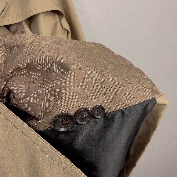Coach 91472 Signature Lapel Short Trench Coat NWT Khaki Large - Picture 8 of 16